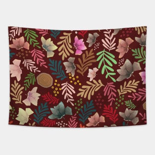 Colorful Flowers And Leaves Pattern Design Tapestry