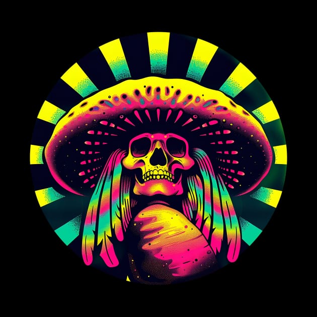 Dayglo Shroom Shaman Skull Tee by 20th Century Tees