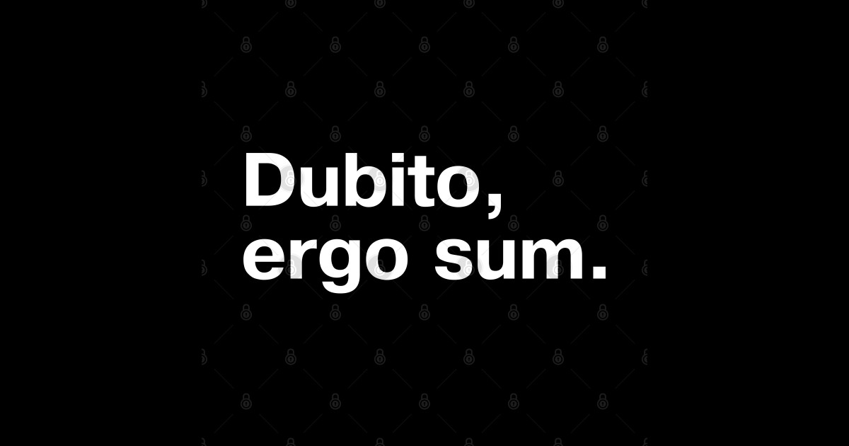 Dubito Ergo Sum Chi Lo Disse "Dubito, ergo sum." in plain white letters - I doubt, therefore I am