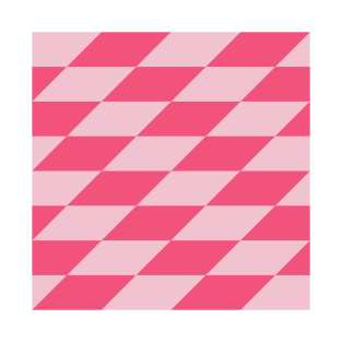 Geometric Checkered Pattern in Pink T-Shirt