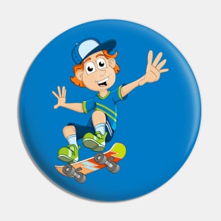 Colourful illustration of a boy on a skateboard. Pin