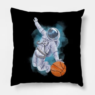 Astronaut Basketball in Outer Space Pillow