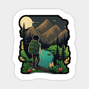 Hiking Cartoon Design - Buy and Plant a Tree Magnet