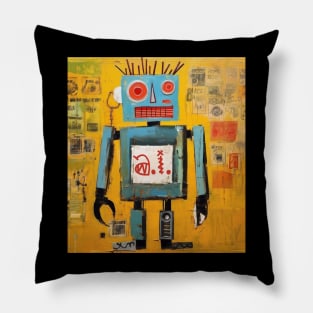 AI Robot Painting - Basquiat Inspired Street Art Pillow