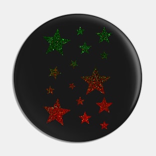 Christmas Red Green Ombre Faux Glitter Stars Pin