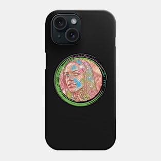 Green Outline Surrounding Beautiful Colorful Sphere. Phone Case