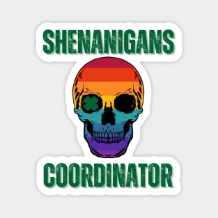 Shenanigans Coordinator - Vintage Skull With Clover Leaf In One Eye Magnet