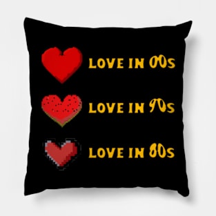 Love over decades orange font Pillow