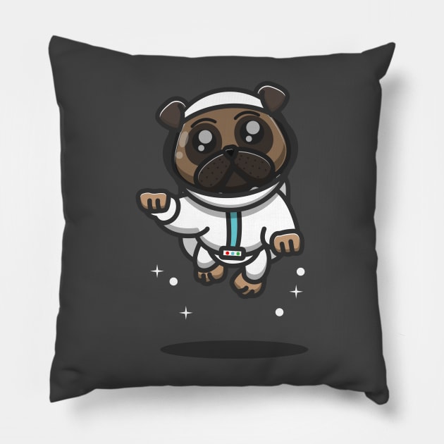 astronot pug dog in action Pillow by fflat hds