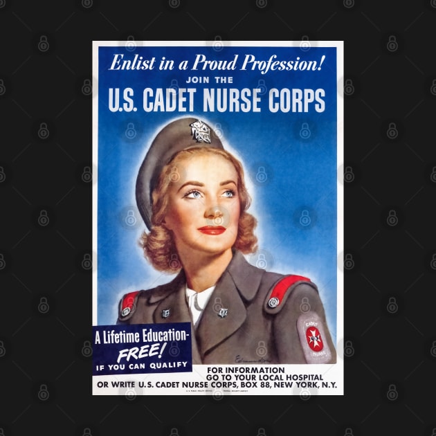 Retouched US Cadet Nurse Corps Recruitment Print for the United States Military by vintageposterco