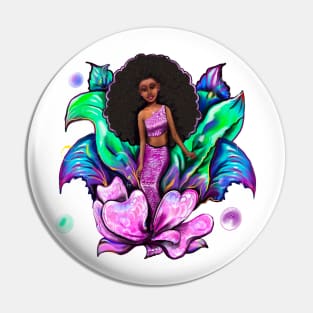 Top 10 of the Best Mermaid gifts 2022 Coco the Magical rainbow mermaid with brown eyes, flowing Afro hair and caramel brown skin - light background Pin