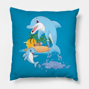 Dolphin in summer euphoria#3 Pillow