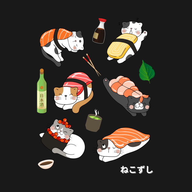 Nekozushi Cute Kawaii Cat Sushi by Designs by Niklee