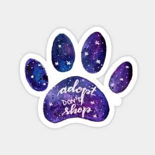 Adopt don't shop galaxy paw - purple Magnet