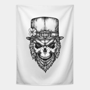 Irish Leprechaun Skull with lucky shamrock for St Patricks Day Tapestry