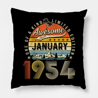 Awesome Since January 1954 Vintage 69th Birthday Pillow