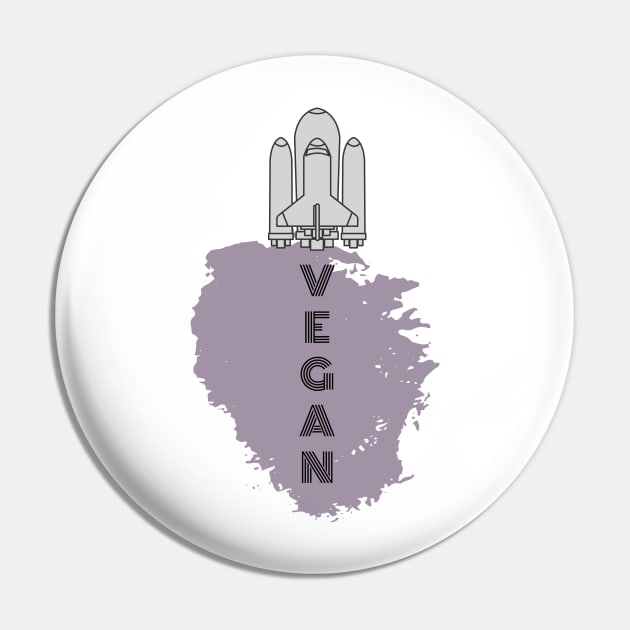 Vegan Spaceship Pin by VeganShirtly