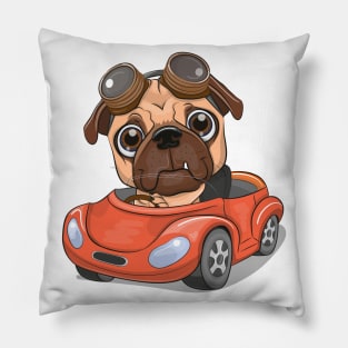 Cute bulldog driving a car Pillow