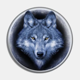 Wolf on the moon Pin