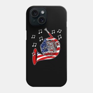 4th July French Horn USA Flag Hornist Musician Phone Case