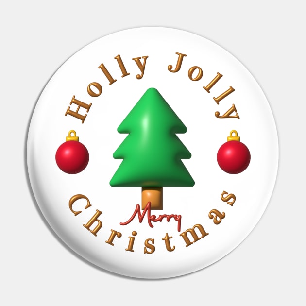 Holly Jolly Merry Christmas Tree Lettering Pin by DreStudico