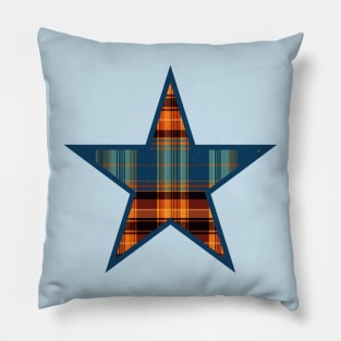 Blue and Yellow plaid star design Pillow