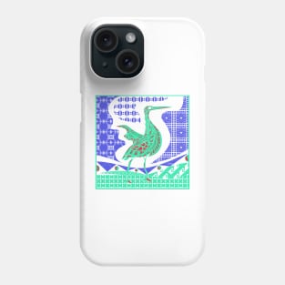 remix agami heron garza in ecopop talavera azulejo pattern in pop wallpaper Phone Case