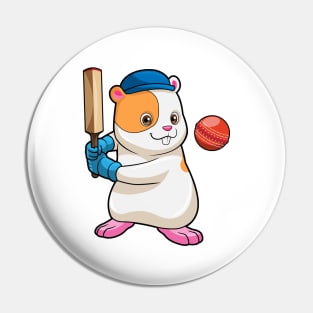 Hamster at Cricket with Cricket bat & Cap Pin