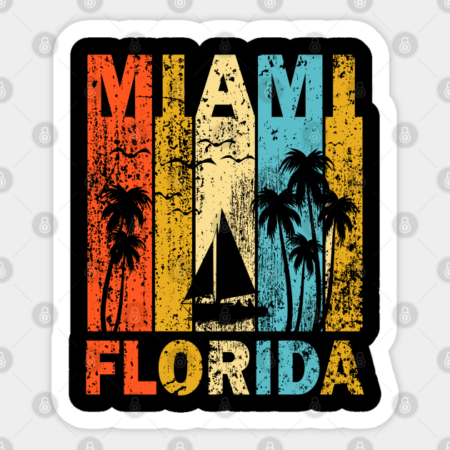 Miami Florida Retro Vintage Gift Miami Florida Adesivo Teepublic It Veja mais ideias sobre adesivos, adesivos de unhas, estampas. teepublic