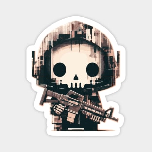 Kawaii retro pixel skull soldier Magnet