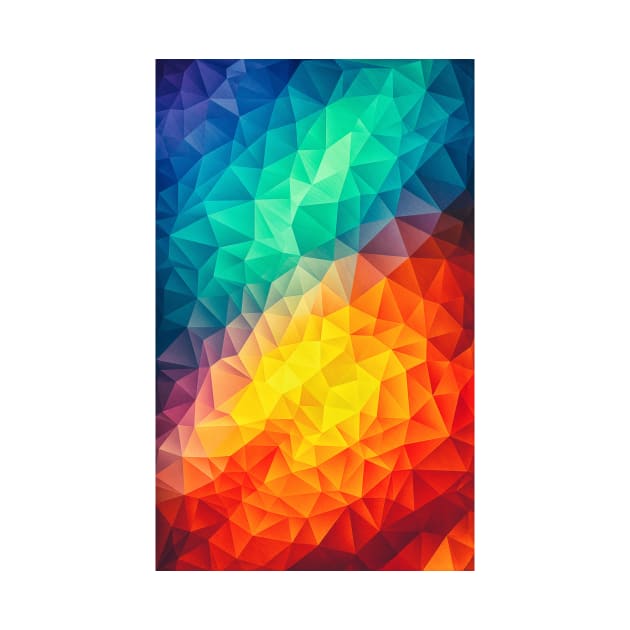 Abstract Polygon Multi Color Cubism Low Poly Triangle Design by badbugs