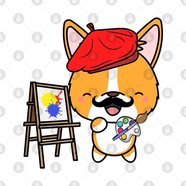 Funny corgi is a painter by Pet Station