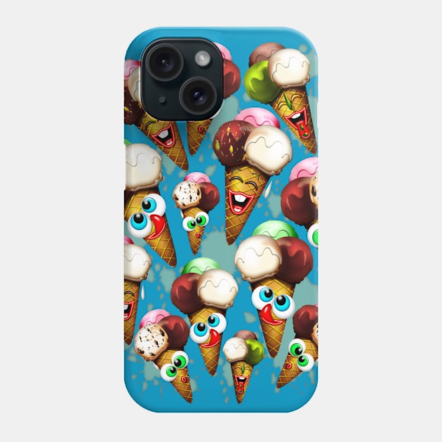 Ice Cream Cones Cartoon Summer Pattern Phone Case by BluedarkArt