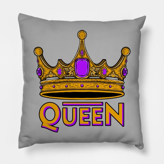 QUEEN CROWN Pillow by DMD Art Studio