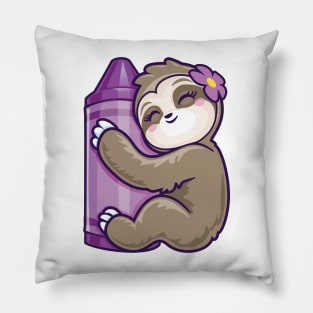 Purple Crayon Coloring Sloth back to school gifts Pillow