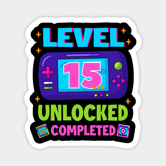 Level 15 Unlocked 15th Birthday Boys Video Game B-day Gift For BOys Kids Magnet by Los San Der