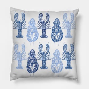 Lobster Blue Pattern Pillow