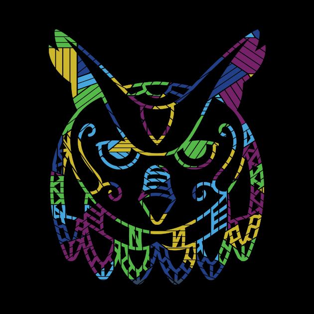 Funny owl colorful t-shirt by thefriendlyone