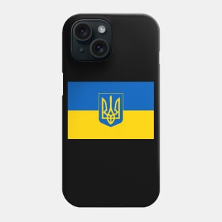 Flag of Ukraine with Coat of Arms (black background) Phone Case