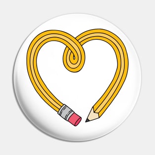 Heart Shaped Yellow Drawing Pencil Pin