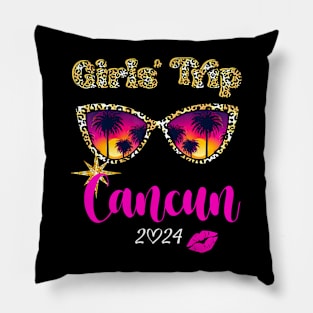 Girls Trip Cancun 2024 Beach Womens Weekend Birthday Squad Pillow