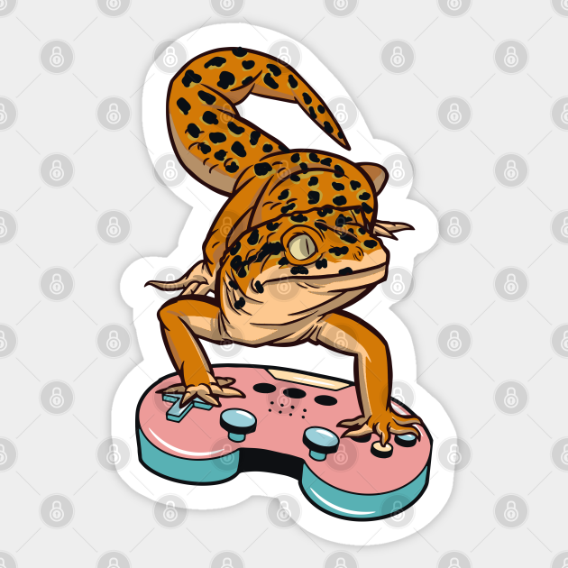 Leopard Gecko Playing Video Game Cartoon - Leopard Gecko - Sticker | TeePublic Leopard Gecko Playing Video Game Cartoon - Leopard Gecko - Sticker | TeePublic