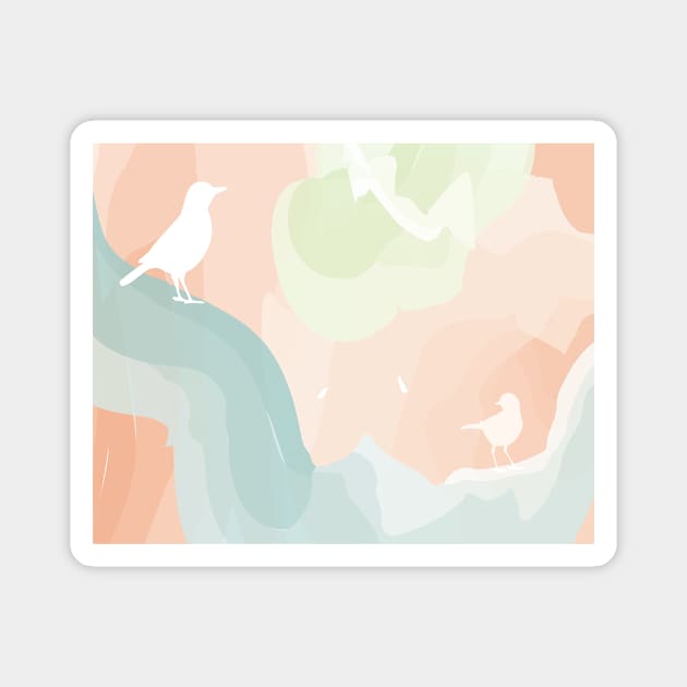 Modern Abstract Birds in Clouds Magnet by Compassandbliss