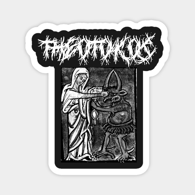 Virgin Mary Punching The Devil Metal Hardcore Punk Gothic Magnet by thecamphillips