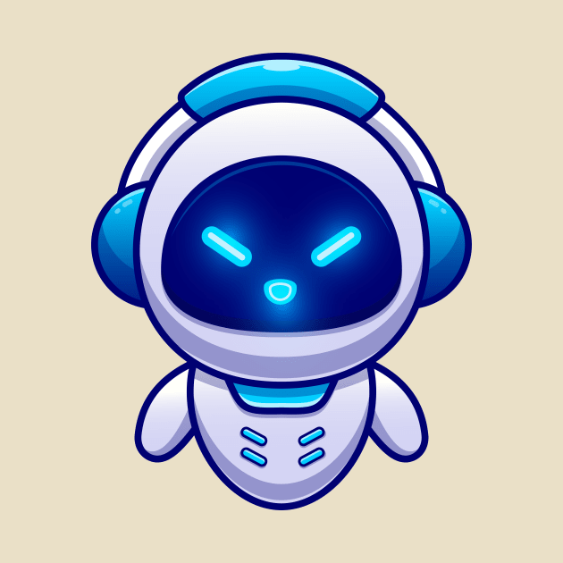 Cute Robot Wearing Headphone Cartoon by Catalyst Labs