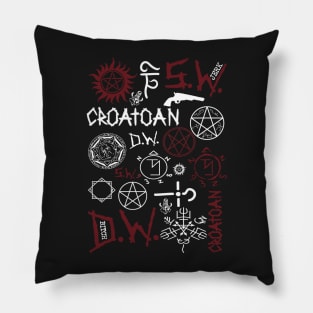 SPN Angel and Demon Sigils (white/red version) Pillow