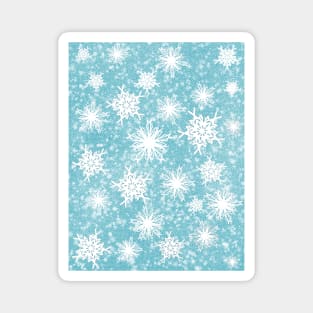 Sparkle Snowflake Pattern Design in Pastel Blue Background Magnet