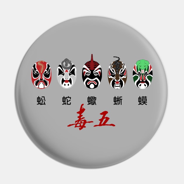 Five Deadly Venoms - Wu Du Masks Pin by PreservedDragons