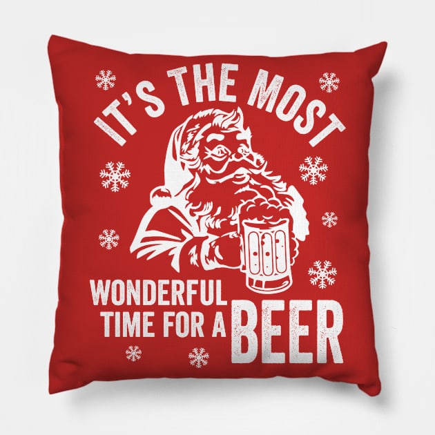 It's The Most Wonderful Times For a Beer | Bad Santa Pillow by jverdi28