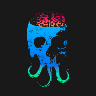 Scary Skull with Brain - Color Version 4 T-Shirt